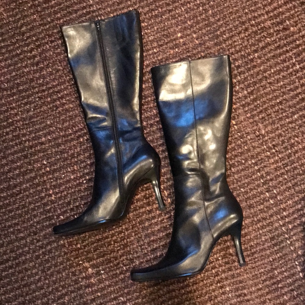 Black leather boots